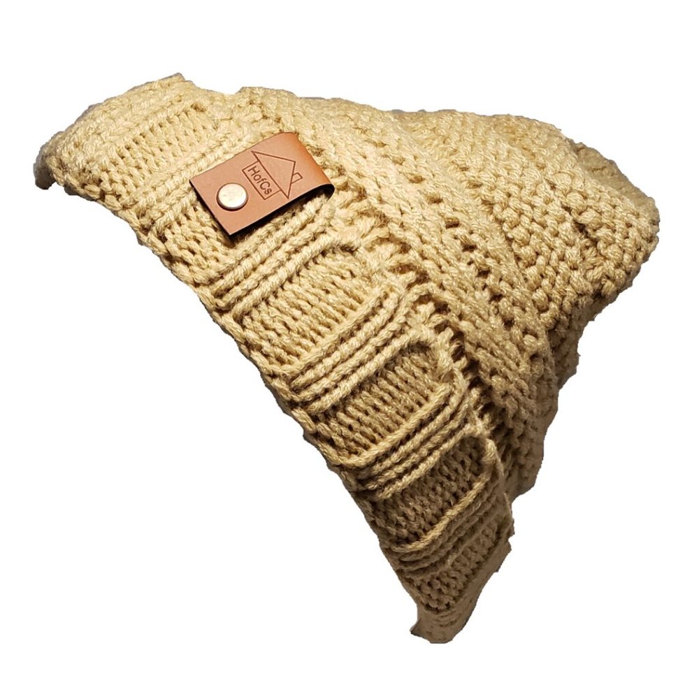 HofCs 1 Pack Child Knit Hat (Khaki with Rawhide Tag)